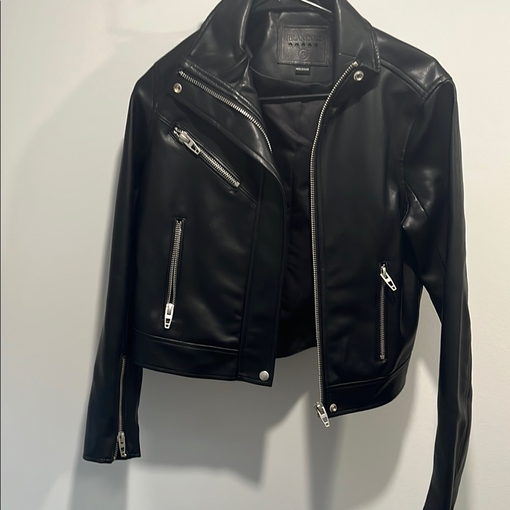 Blank NYC Black Vegan Leather Motorcycle Jacket